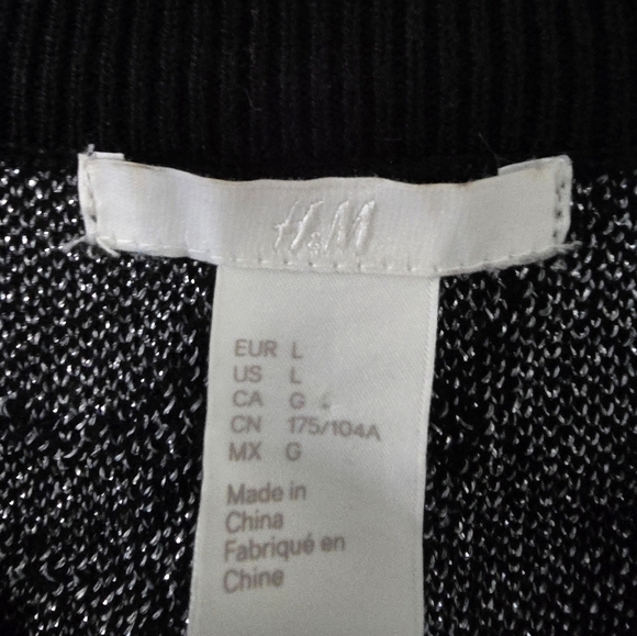 H&M Sweater Womens Sz L Black Knit Bell Sleeves Grunge Grannycore - Picture 7 of 10